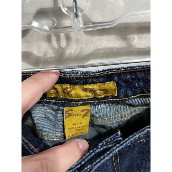 Seven7 Women's Jeans Size 8 Flare Dark Wash Blue Denim Jeans Western Rodeo - Picture 4 of 10